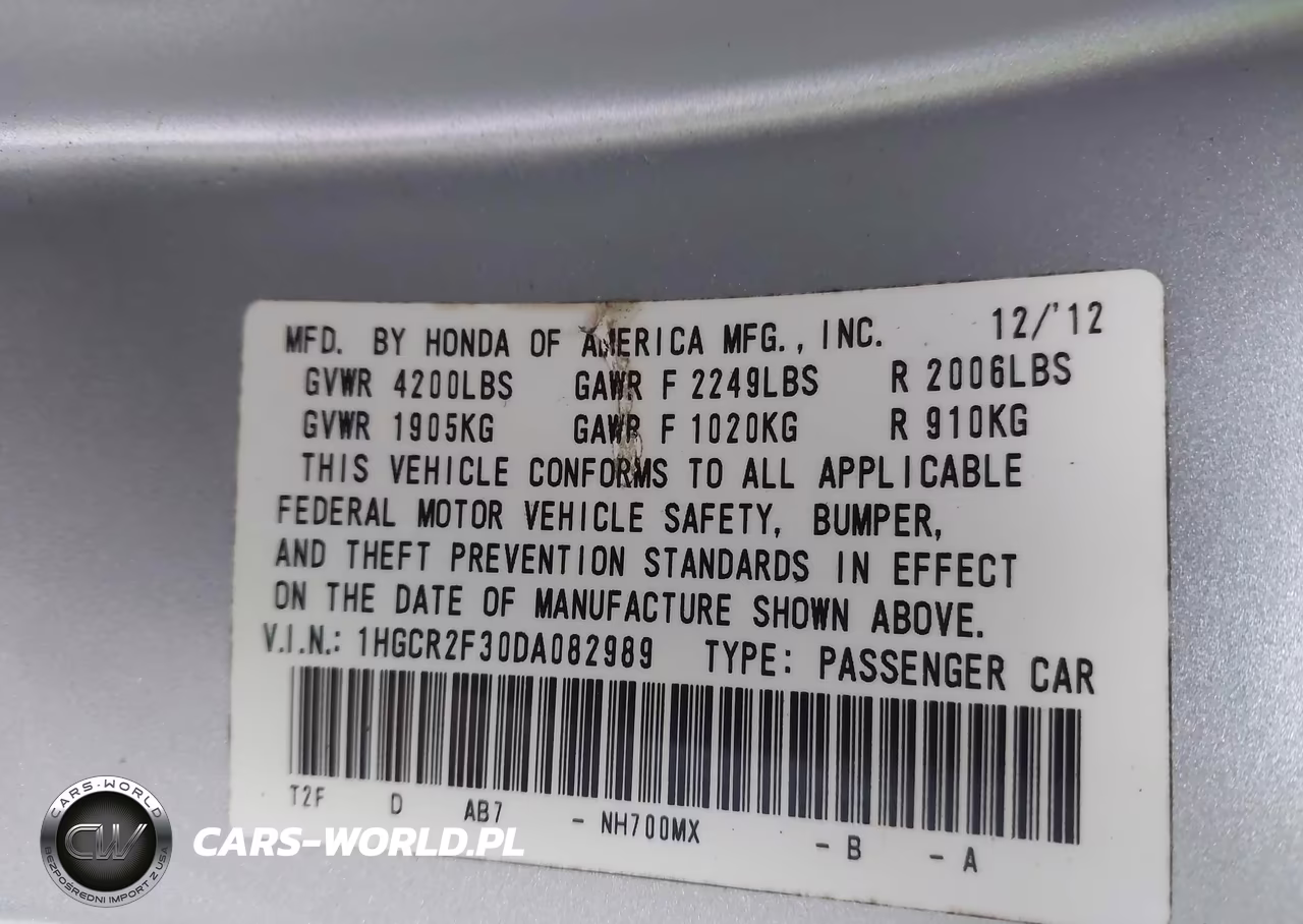 2013 Honda Accord Lx VIN:1HGCR2F30DA082989 - 9