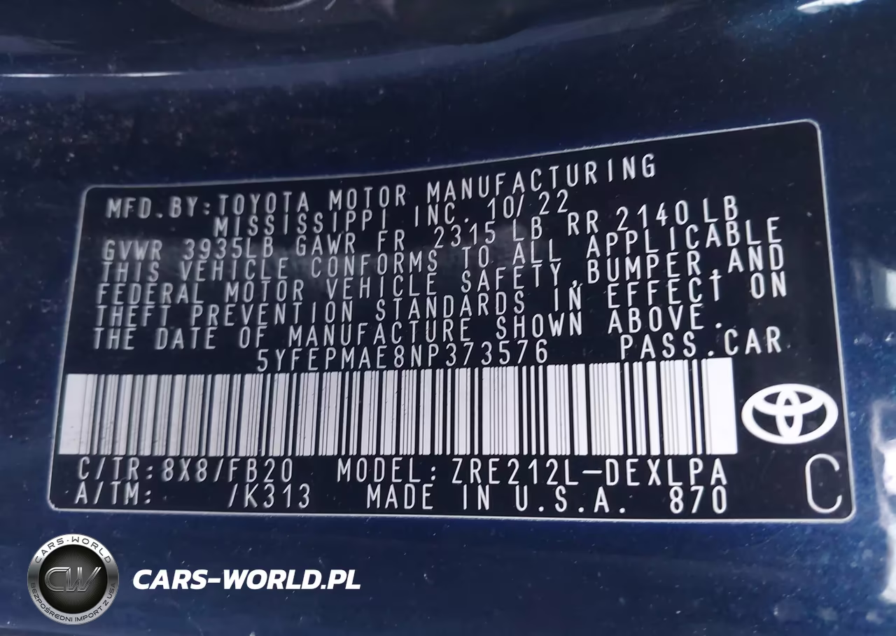 2022 Toyota Corolla Le VIN:5YFEPMAE8NP373576 - 9