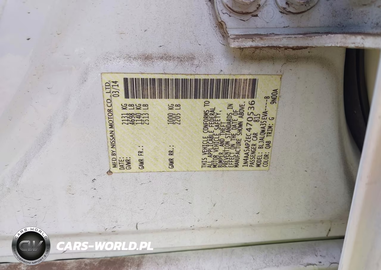 2014 Nissan Maxima 3.5 S VIN:1N4AA5AP2EC470536 - 9