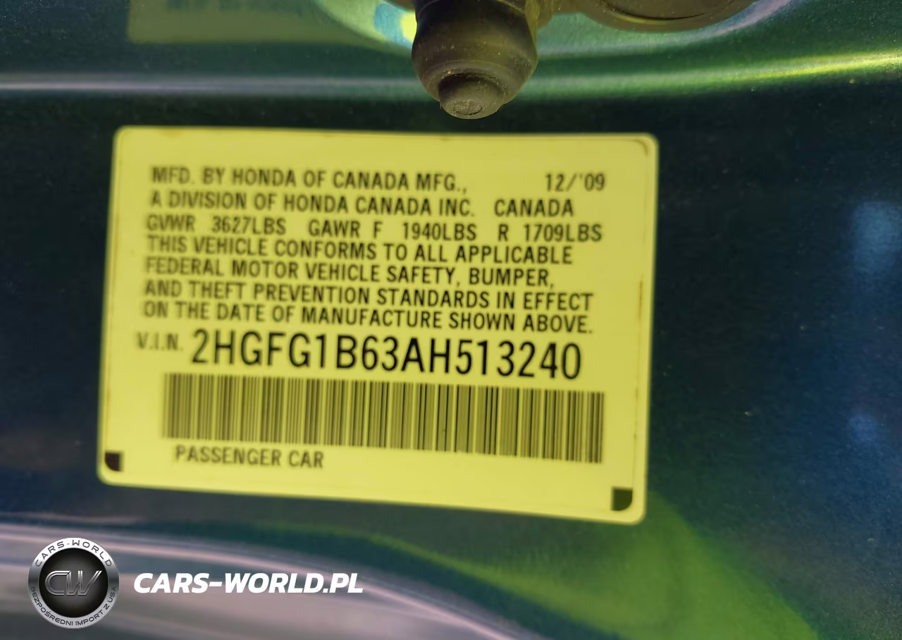 2010 Honda Civic Lx VIN:2HGFG1B63AH513240 - 9