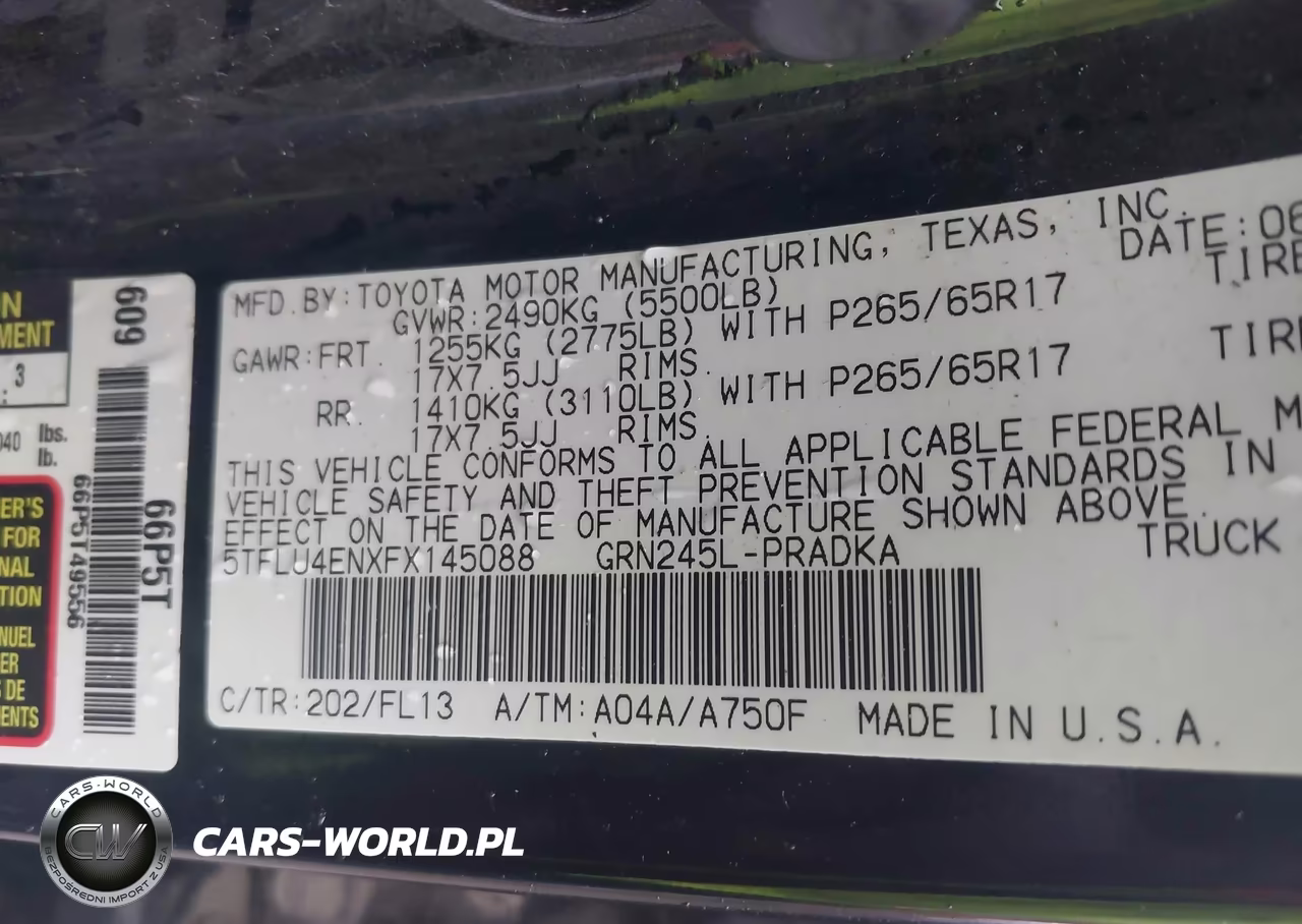 2015 Toyota Tacoma Base V6 VIN:5TFLU4ENXFX145088 - 9