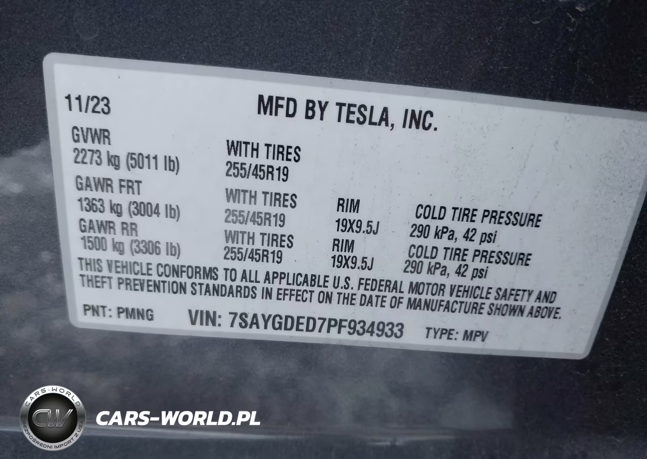 2023 Tesla Model Y Rwd VIN:7SAYGDED7PF934933 - 9