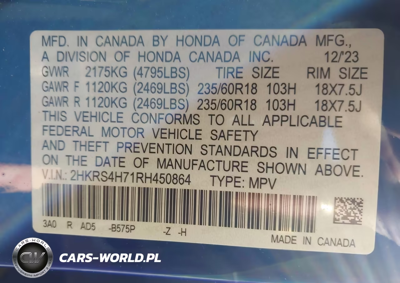 2024 Honda Cr-V Ex-L Awd VIN:2HKRS4H71RH450864 - 9