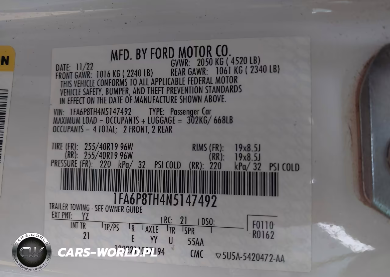 2022 Ford Mustang Ecoboost Fastback VIN:1FA6P8TH4N5147492 - 9