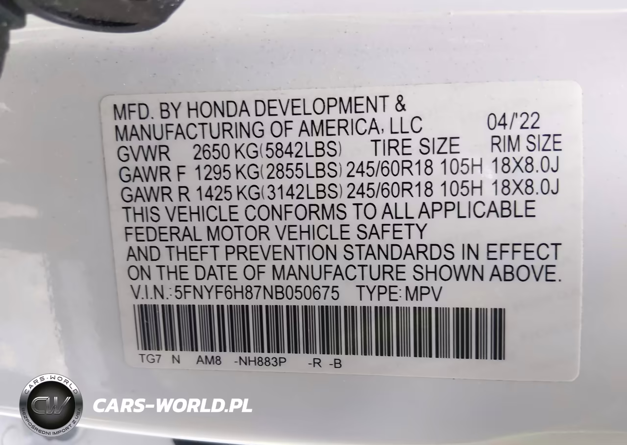 2022 Honda Pilot Awd Trailsport VIN:5FNYF6H87NB050675 - 9