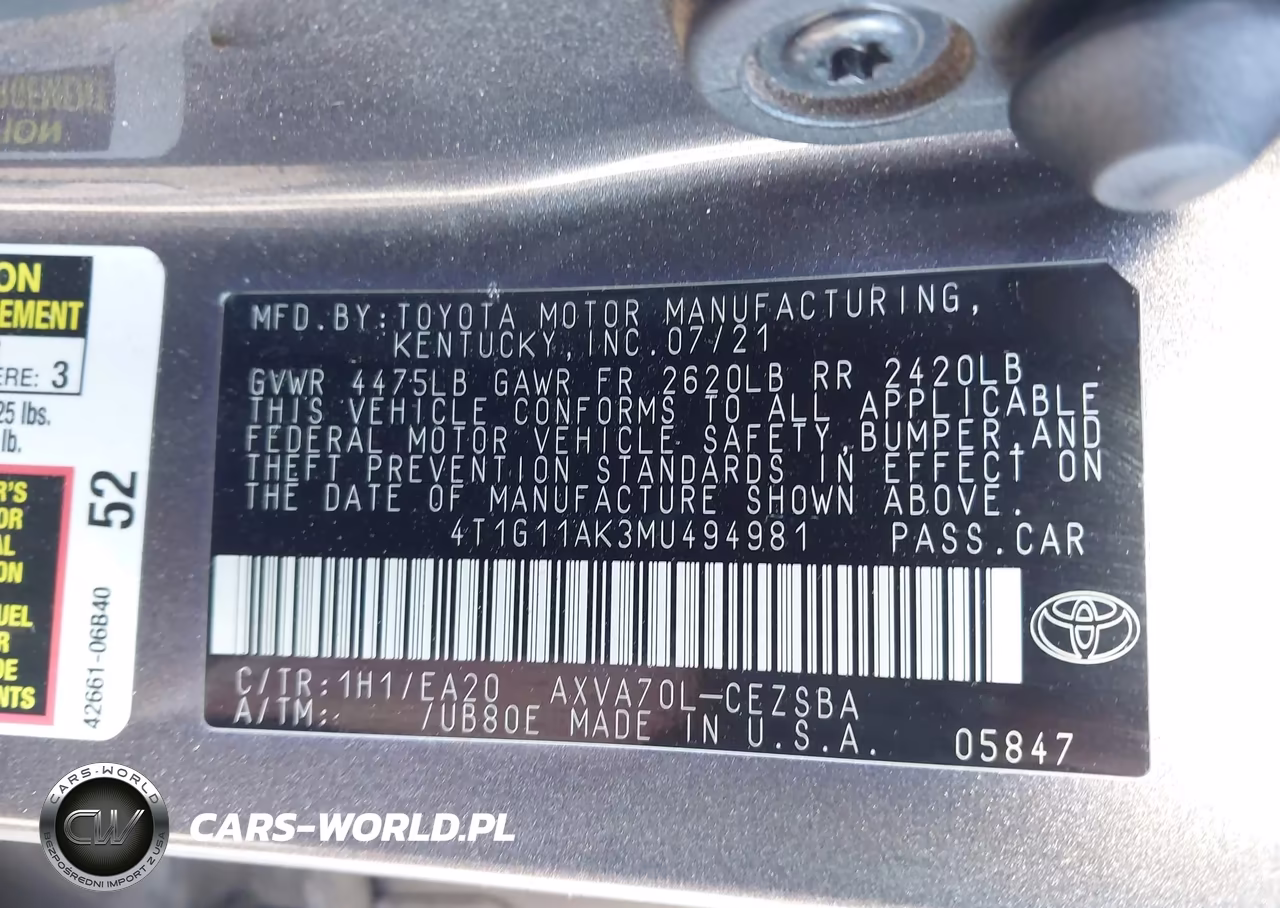 2021 Toyota Camry Se VIN:4T1G11AK3MU494981 - 9