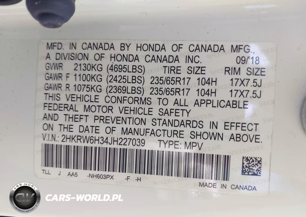 2018 Honda Cr-V Lx VIN:2HKRW6H34JH227039 - 9