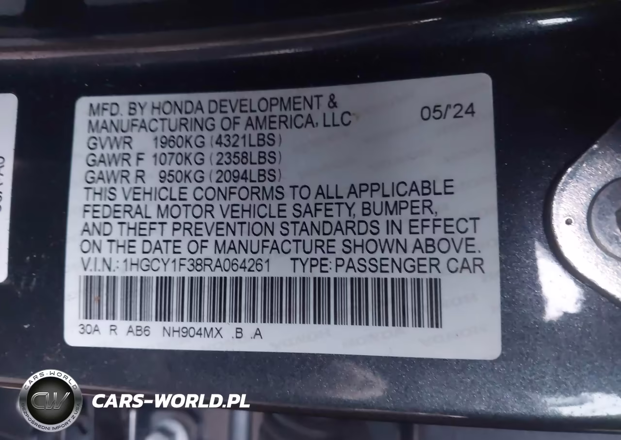 2024 Honda Accord Ex VIN:1HGCY1F38RA064261 - 9