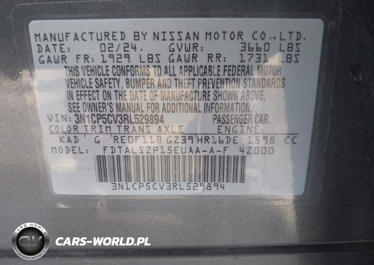 2024 Nissan Kicks Sv Xtronic Cvt VIN:3N1CP5CV3RL529894 - 9
