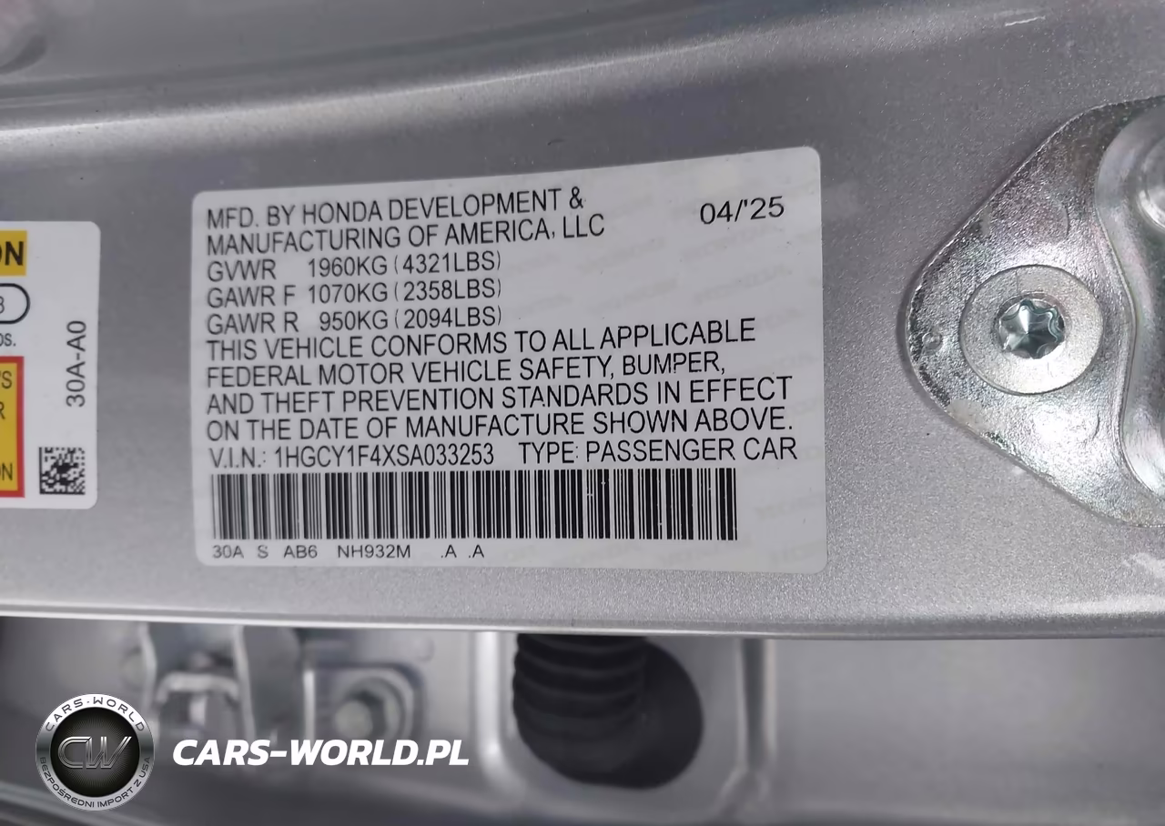 2025 Honda Accord Se VIN:1HGCY1F4XSA033253 - 9
