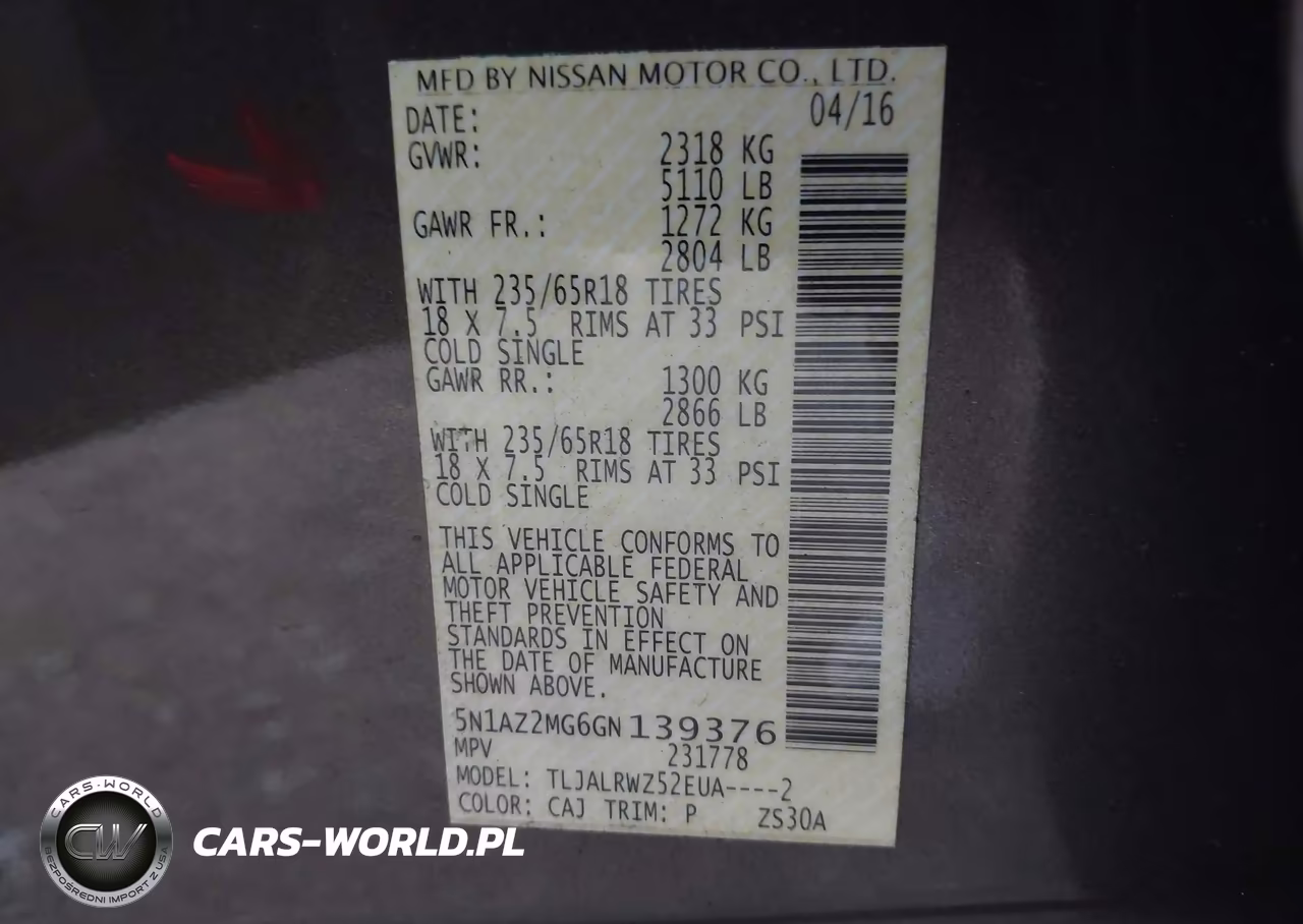 2016 Nissan Murano Sl VIN:5N1AZ2MG6GN139376 - 9