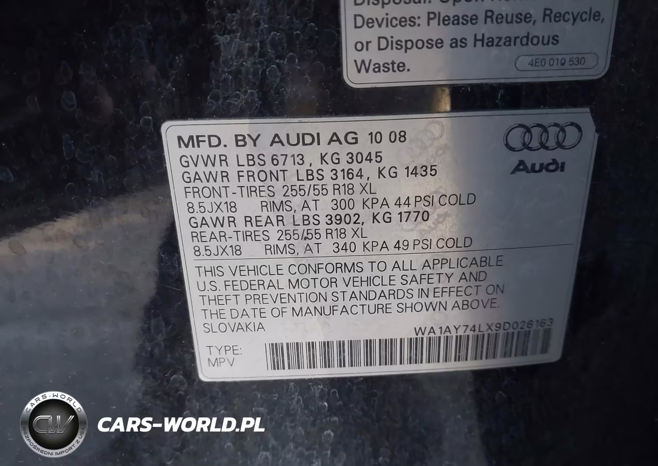 2009 Audi Q7 3.6 Premium VIN:WA1AY74LX9D026163 - 9