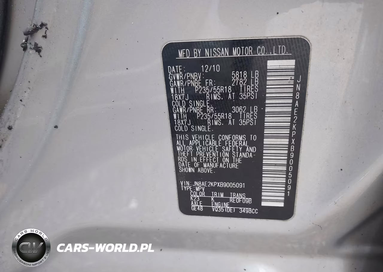 2011 Nissan Quest Le VIN:JN8AE2KPXB9005091 - 9