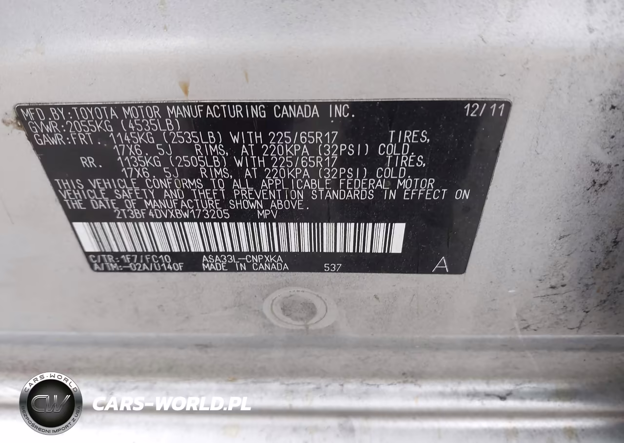 2011 Toyota Rav4 VIN:2T3BF4DVXBW173205 - 9