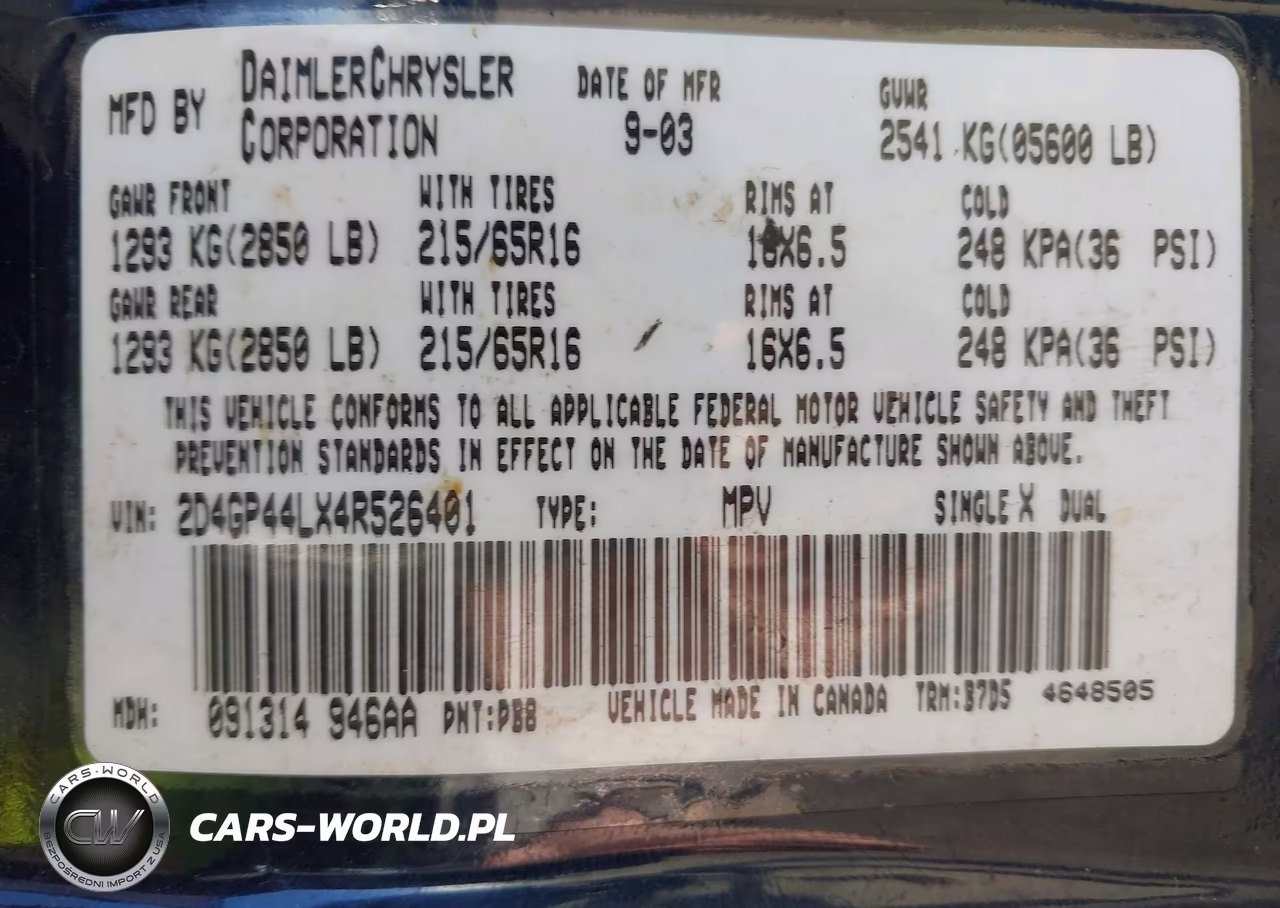 2004 Dodge Grand Caravan Sxt VIN:2D4GP44LX4R526401 - 9