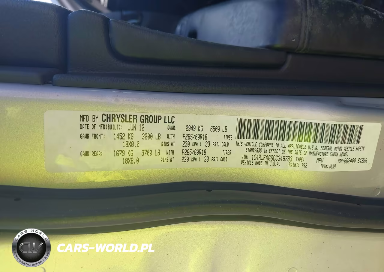 2012 Jeep Grand Cherokee Laredo VIN:1C4RJFAG6CC349783 - 9