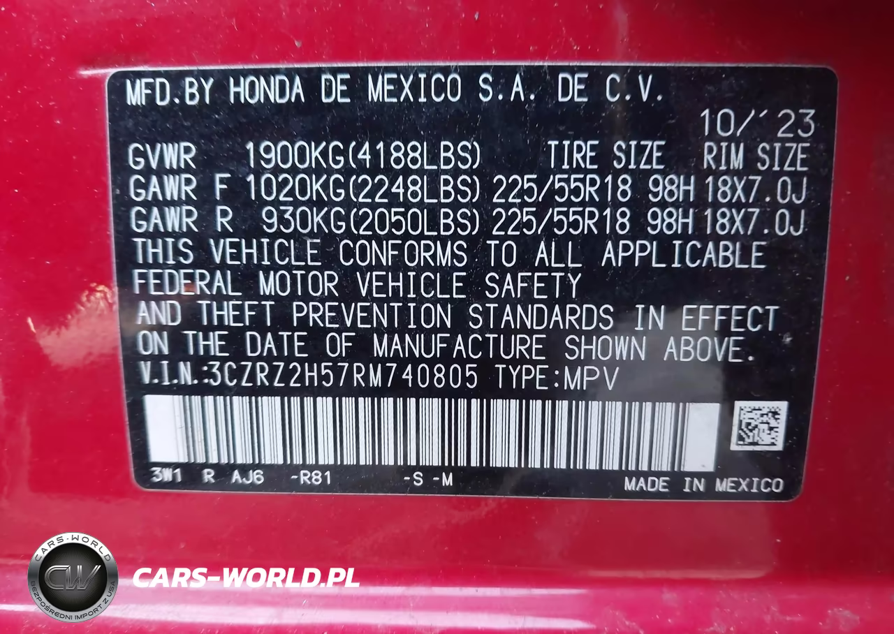 2024 Honda Hr-V Awd Sport-Awd Sport W-O Bsi VIN:3CZRZ2H57RM740805 - 9