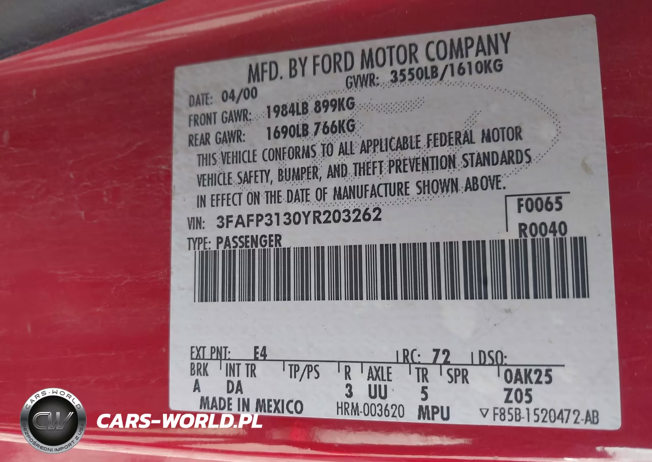 2000 Ford Focus Zx3 VIN:3FAFP3130YR203262 - 9