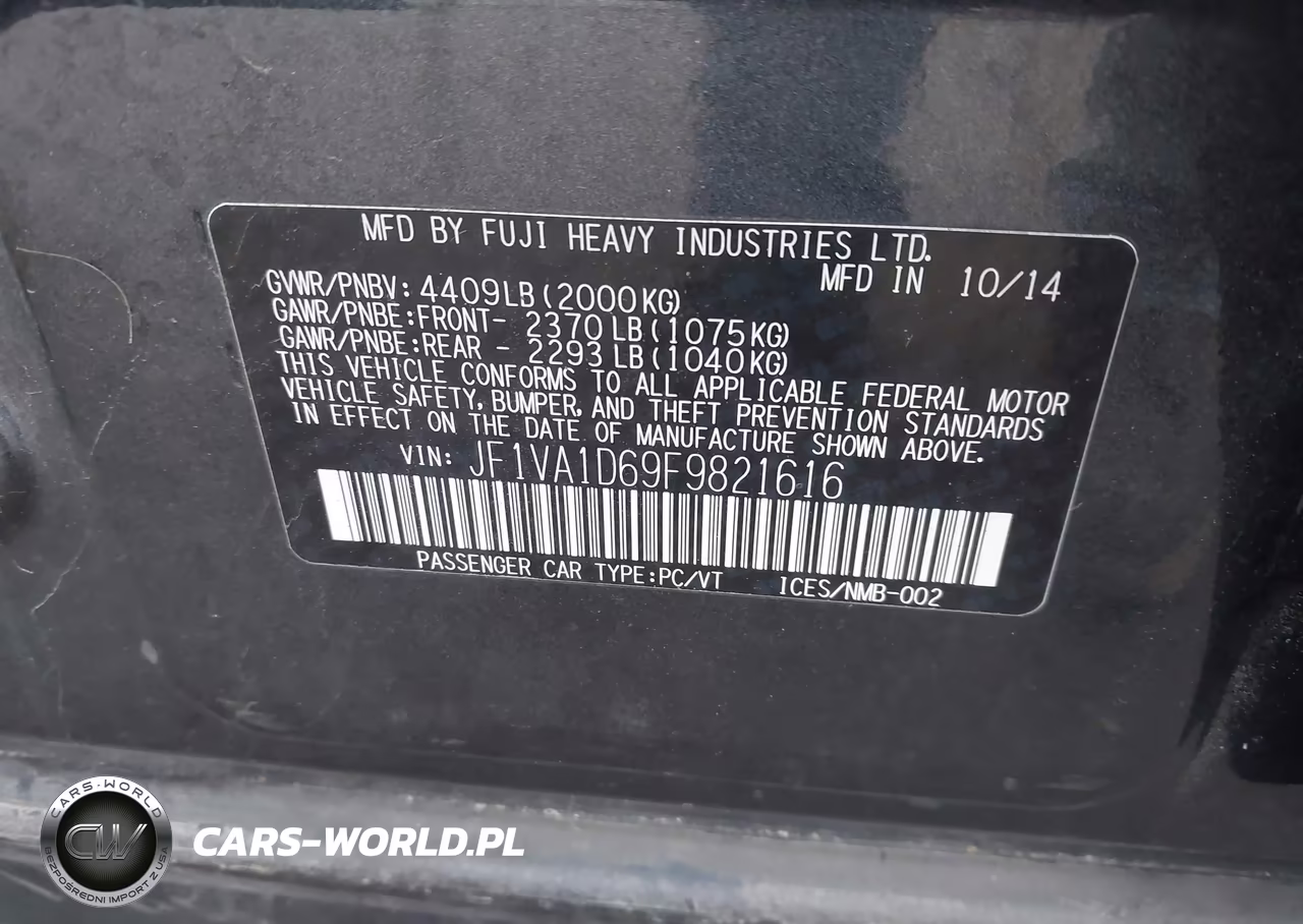 2015 Subaru Wrx Premium VIN:JF1VA1D69F9821616 - 9