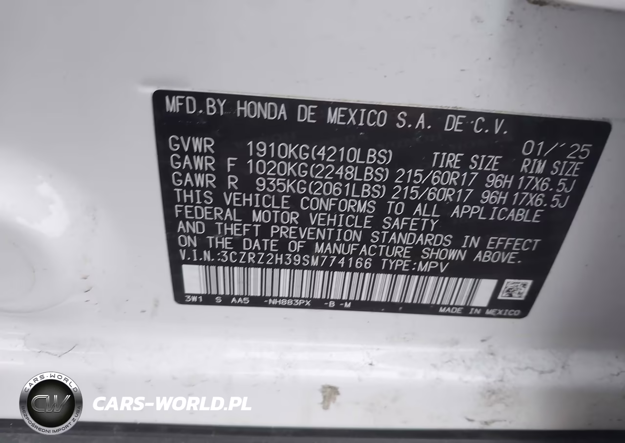 2025 Honda Hr-V Awd Lx VIN:3CZRZ2H39SM774166 - 9