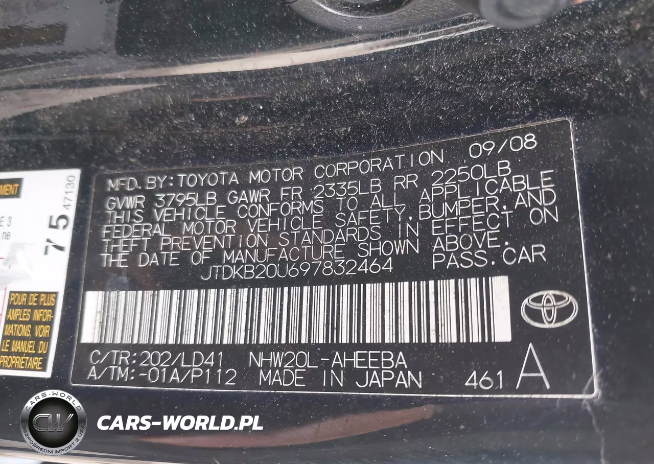 2009 Toyota Prius VIN:JTDKB20U697832464 - 9