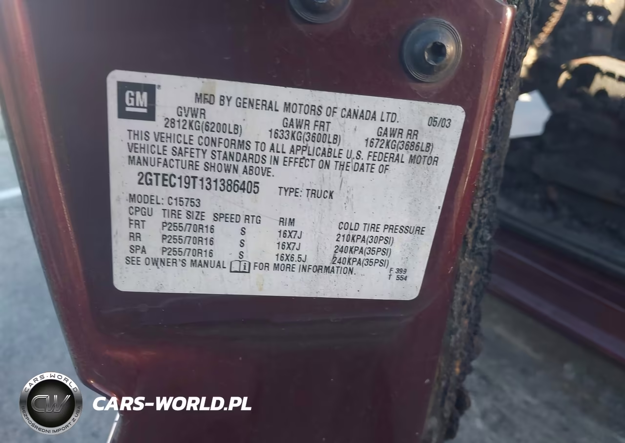 2003 GMC Sierra 1500 Sle VIN:2GTEC19T131386405 - 9