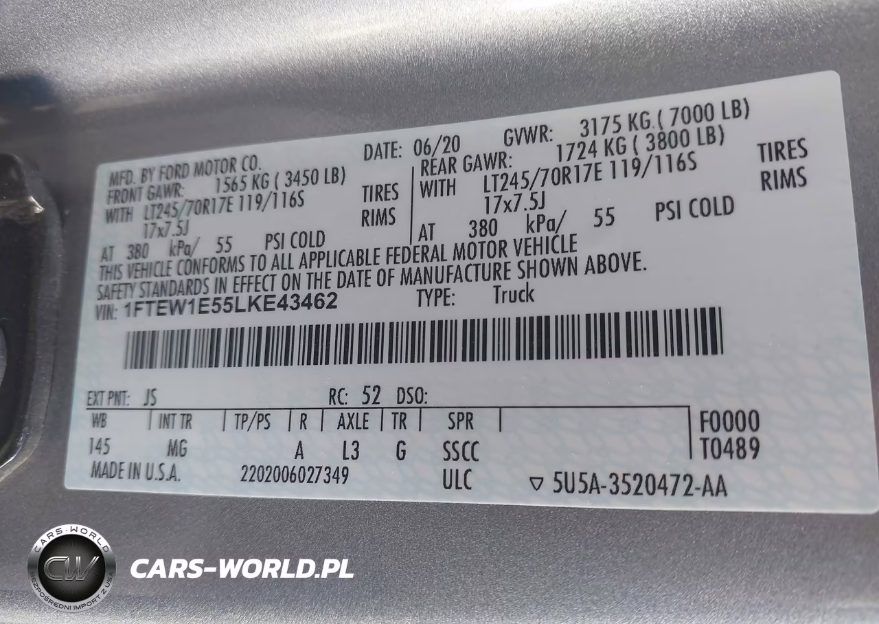 2020 Ford F-150 Xlt VIN:1FTEW1E55LKE43462 - 9