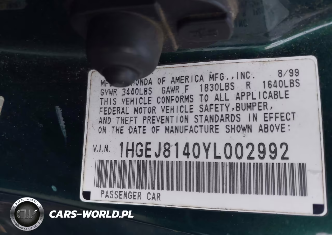 2000 Honda Civic Ex VIN:1HGEJ8140YL002992 - 9