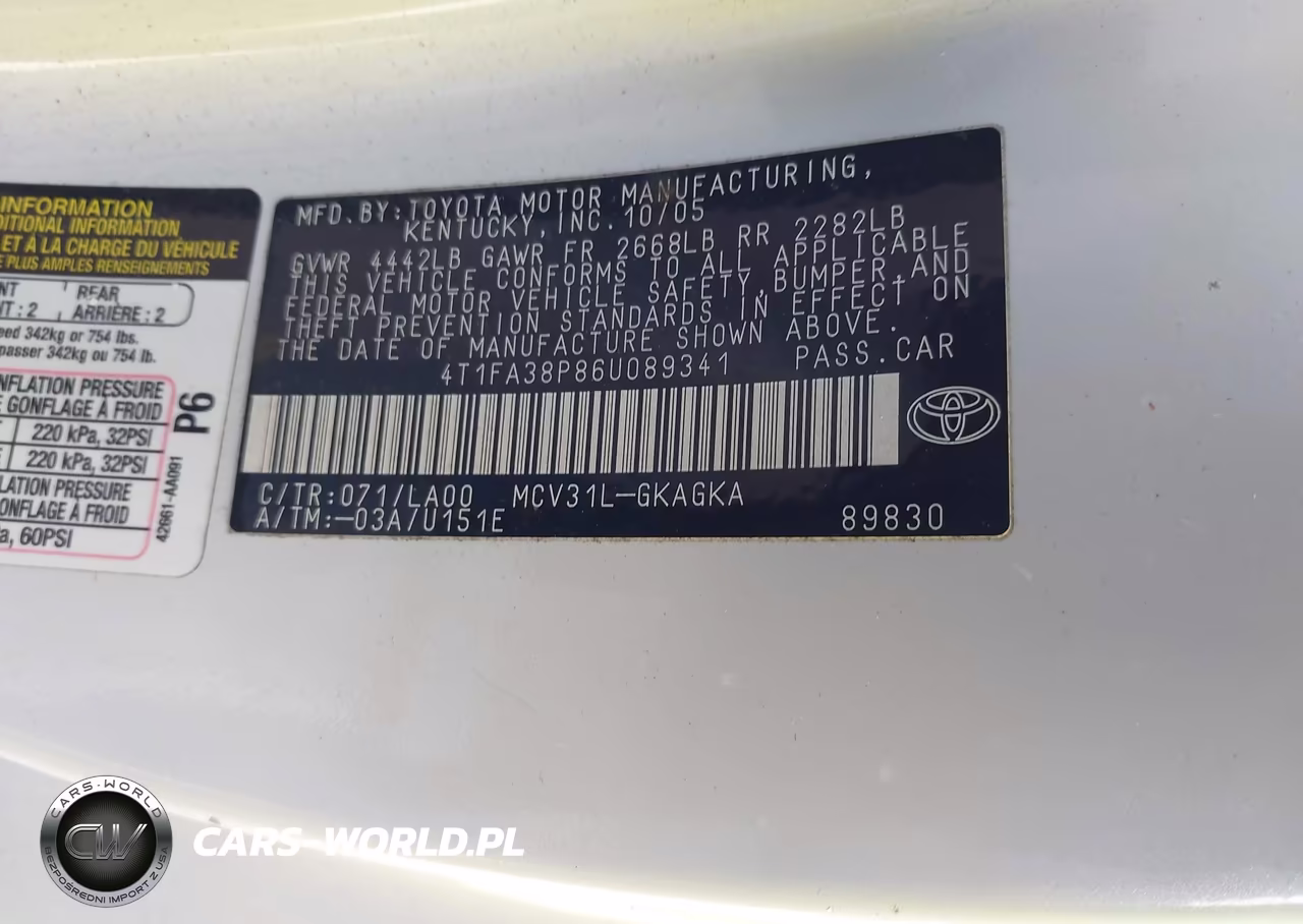 2006 Toyota Camry Solara Sle VIN:4T1FA38P86U089341 - 9