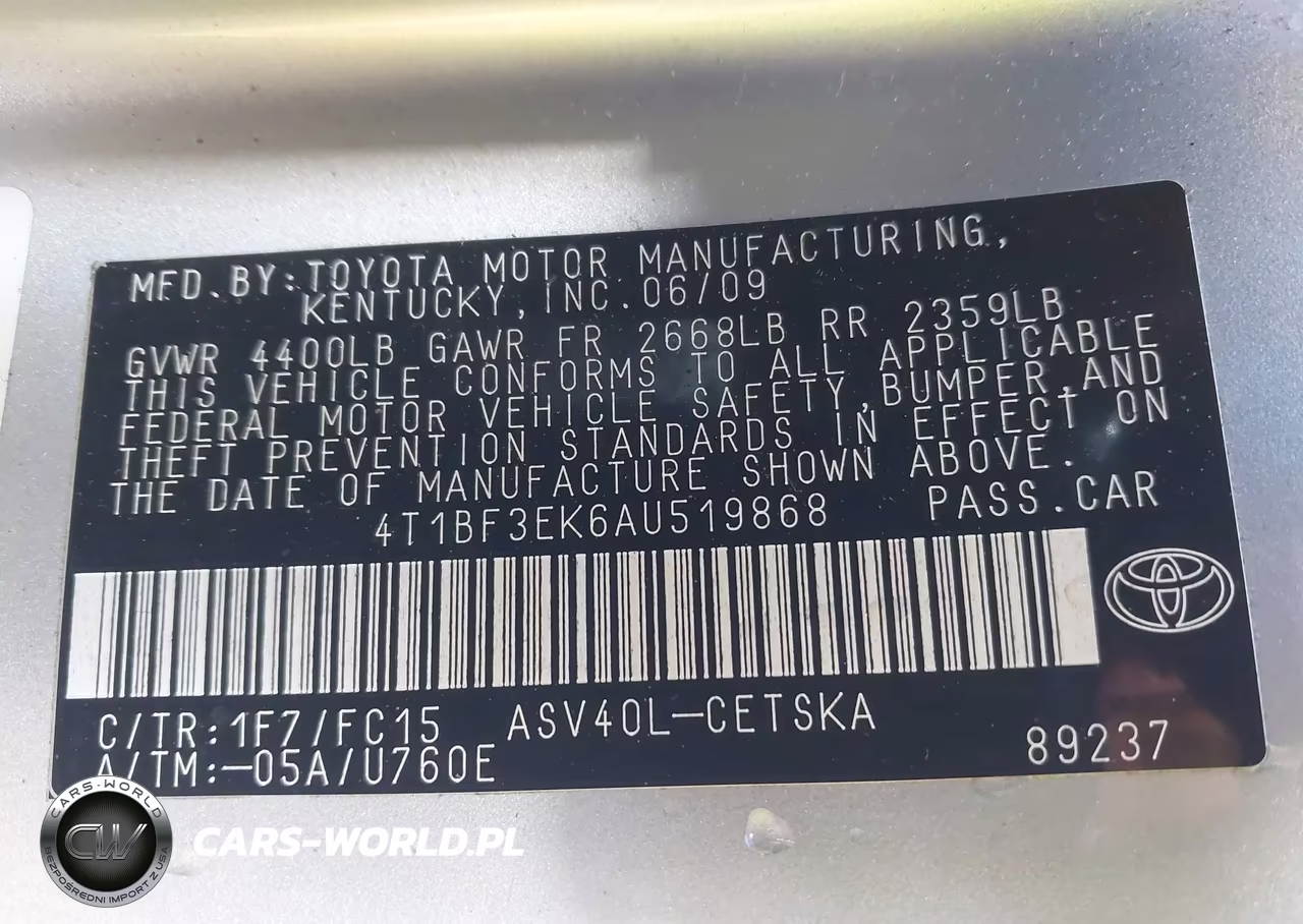 2010 Toyota Camry Se VIN:4T1BF3EK6AU519868 - 9