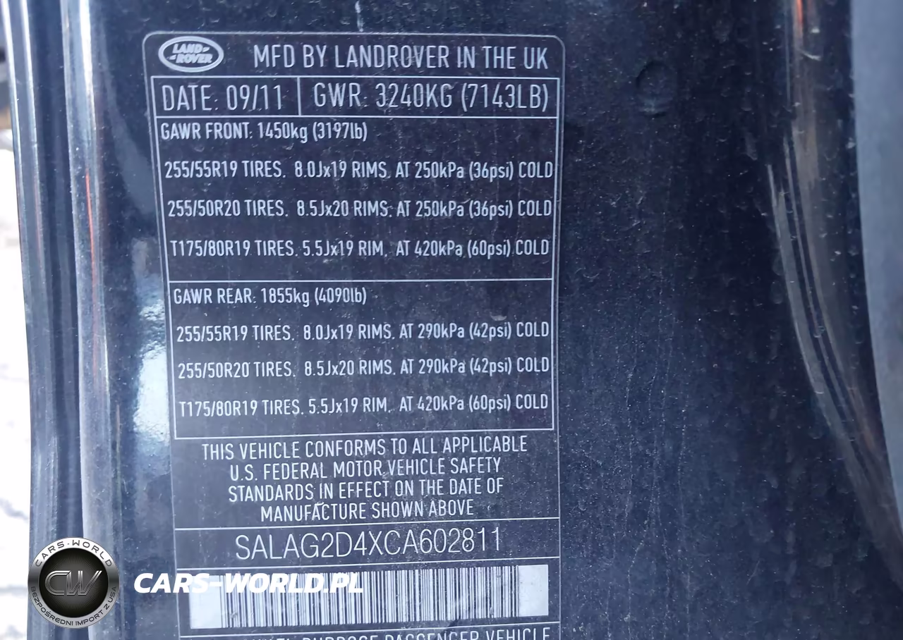 2012 Land Rover Lr4 VIN:SALAG2D4XCA602811 - 9