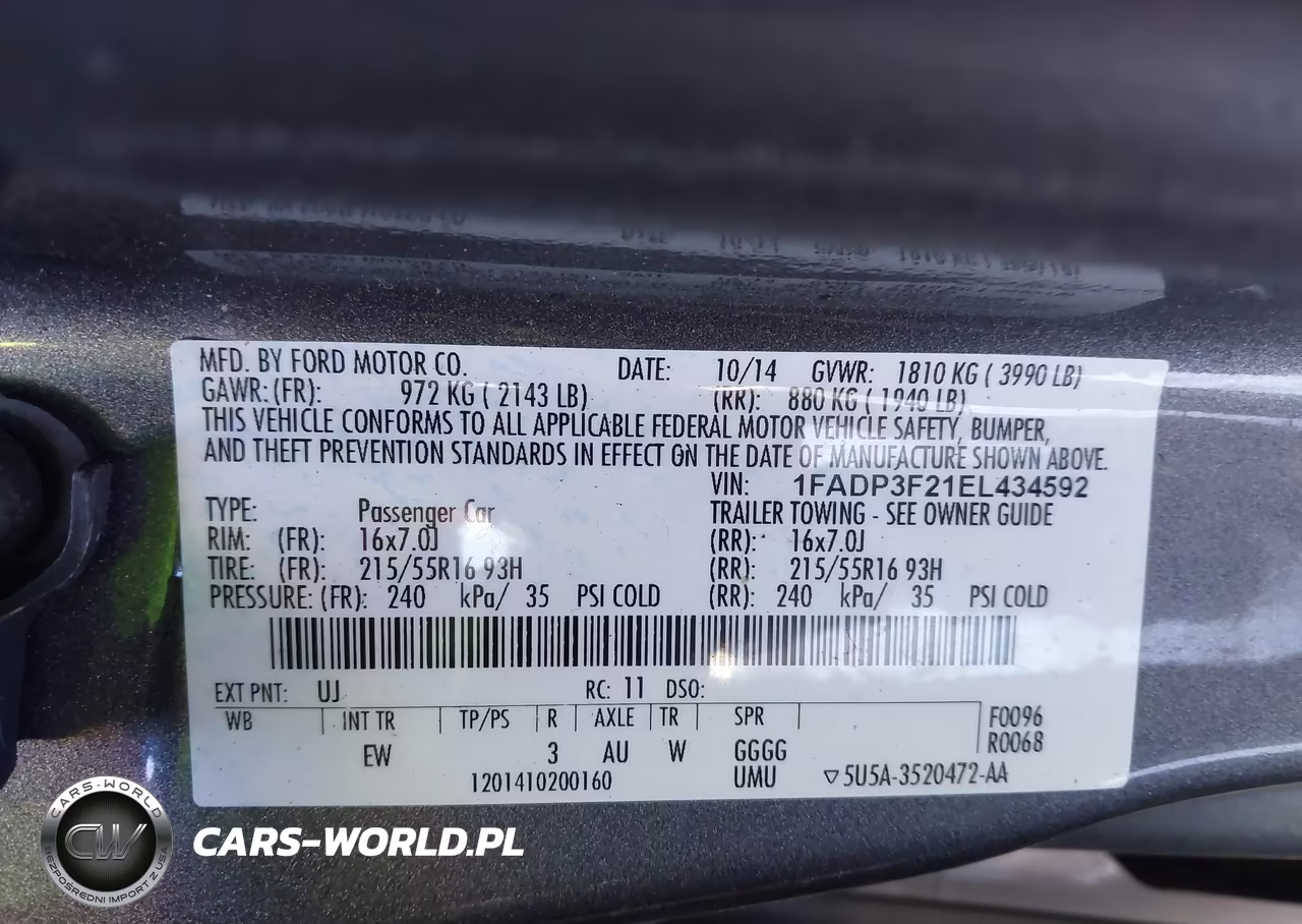 2014 Ford Focus Se VIN:1FADP3F21EL434592 - 9