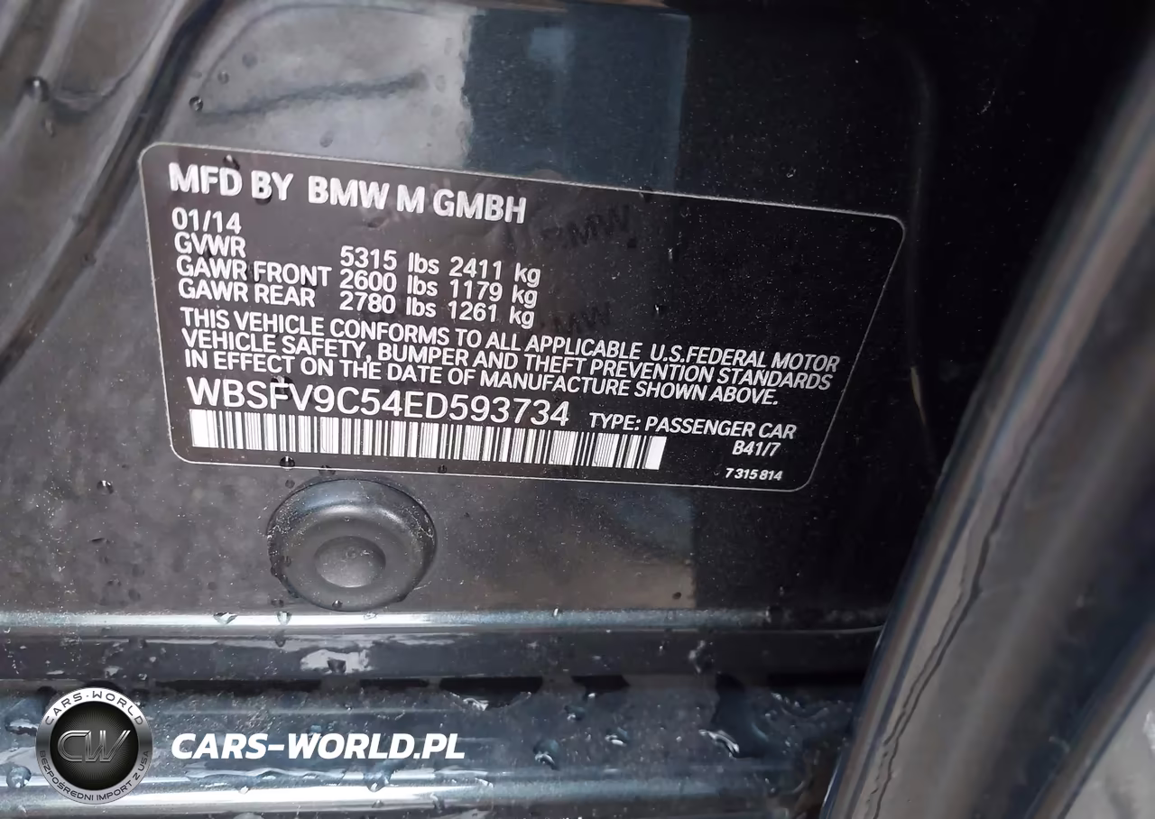 2014 BMW M5 VIN:WBSFV9C54ED593734 - 9