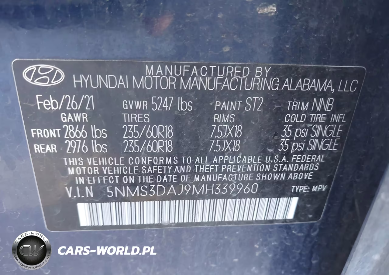 2021 Hyundai Santa Fe Sel VIN:5NMS3DAJ9MH339960 - 9