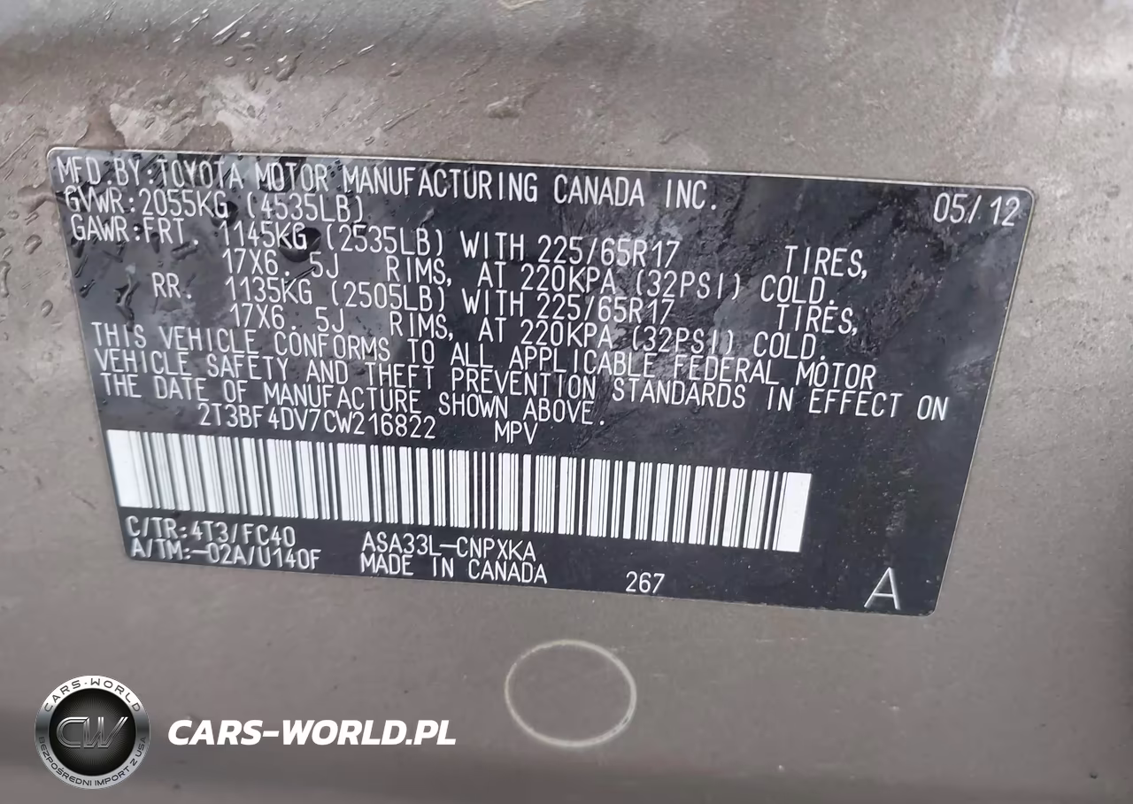 2012 Toyota Rav4 VIN:2T3BF4DV7CW216822 - 9