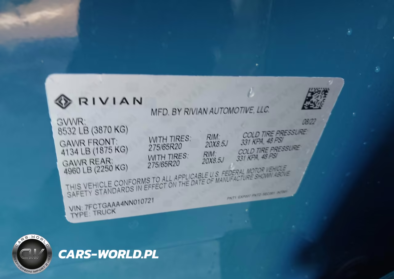 2022 Rivian R1T Adventure VIN:7FCTGAAA4NN010721 - 9
