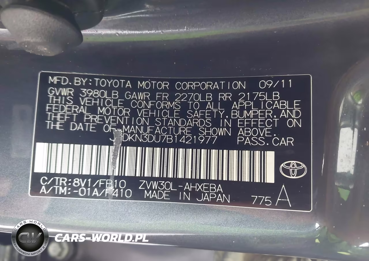 2011 Toyota Prius Two VIN:JTDKN3DU7B1421977 - 9