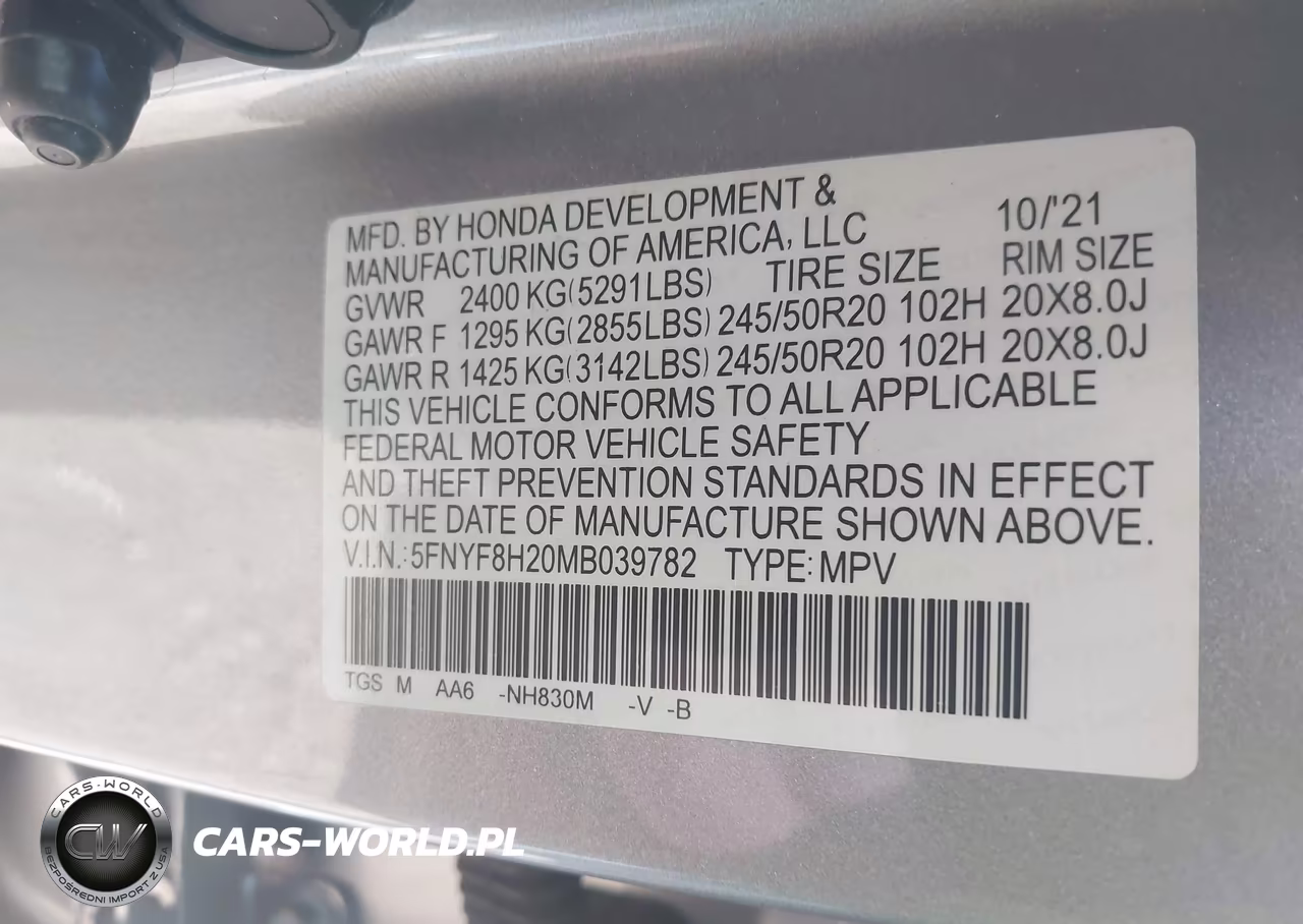 2021 Honda Passport Awd Sport VIN:5FNYF8H20MB039782 - 9