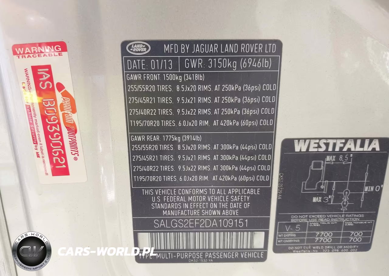 2013 Land Rover Range Rover Supercharged VIN:SALGS2EF2DA109151 - 9
