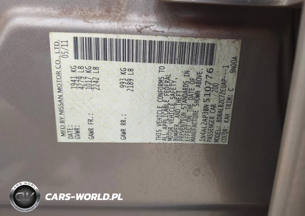 2011 Nissan Altima 2.5 S VIN:1N4AL2AP3BN510776 - 9