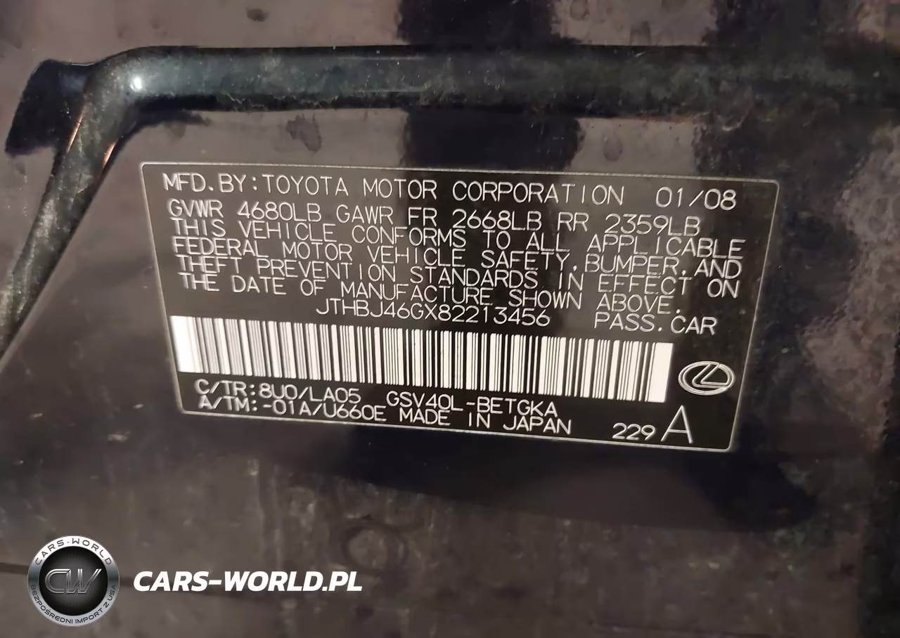 2008 Lexus Es 350 VIN:JTHBJ46GX82213456 - 9