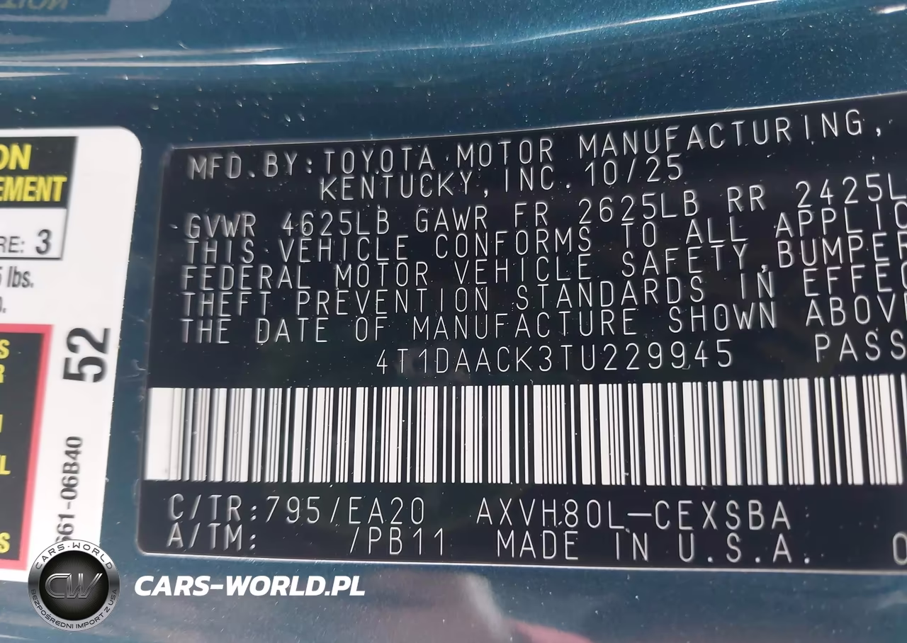 2026 Toyota Camry Se VIN:4T1DAACK3TU229945 - 9