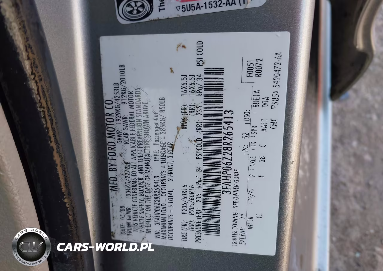 2008 Ford Fusion S VIN:3FAHP06Z28R265413 - 9