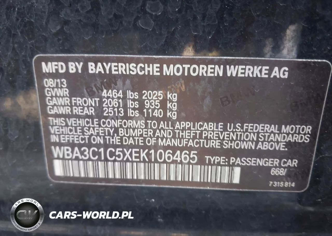 2014 BMW 328I VIN:WBA3C1C5XEK106465 - 9