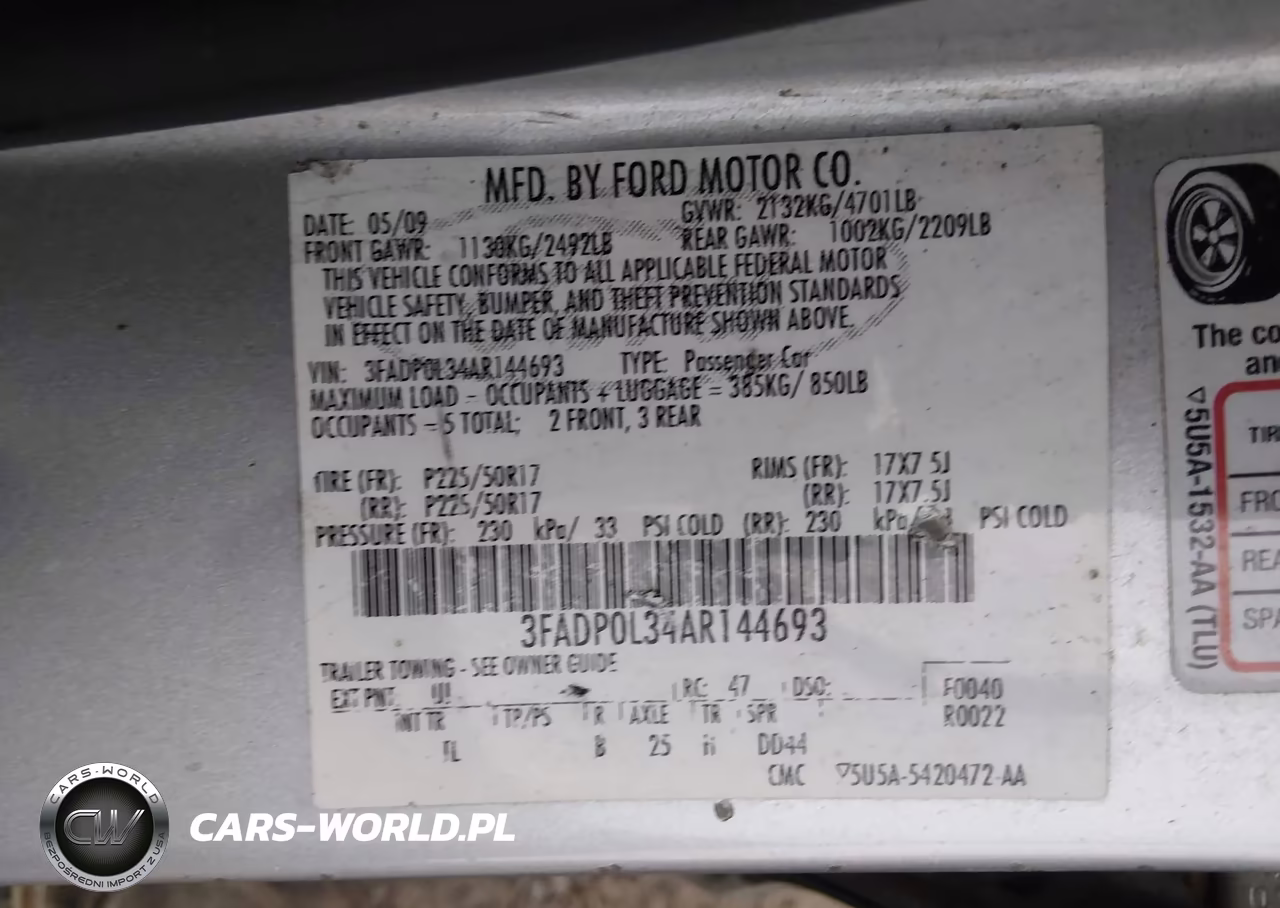 2010 Ford Fusion Hybrid VIN:3FADP0L34AR144693 - 9