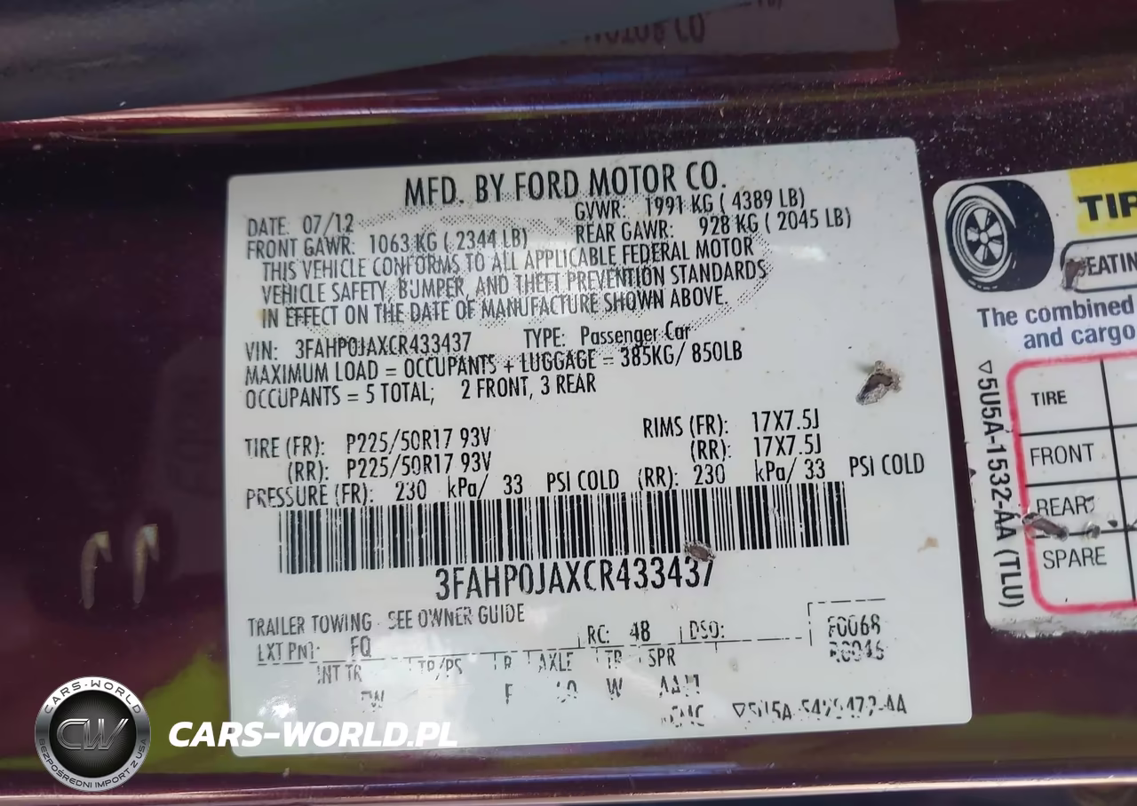 2012 Ford Fusion Sel VIN:3FAHP0JAXCR433437 - 9