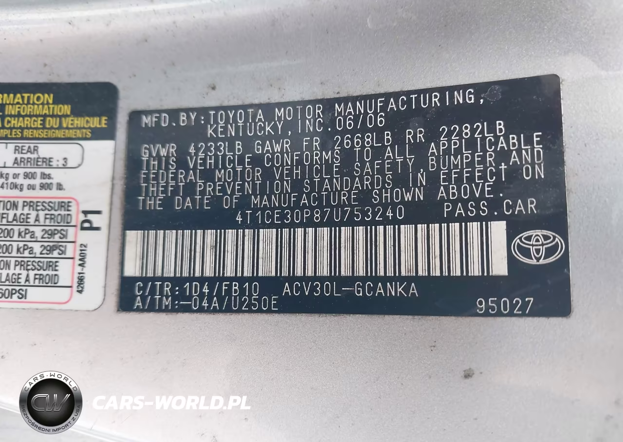 2007 Toyota Camry Solara Se VIN:4T1CE30P87U753240 - 9