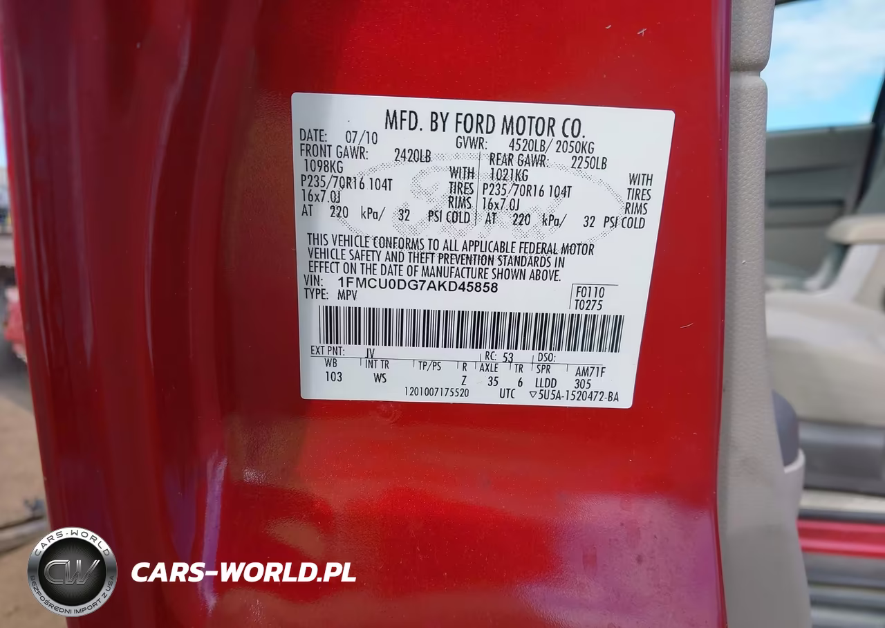 2010 Ford Escape Xlt VIN:1FMCU0DG7AKD45858 - 9