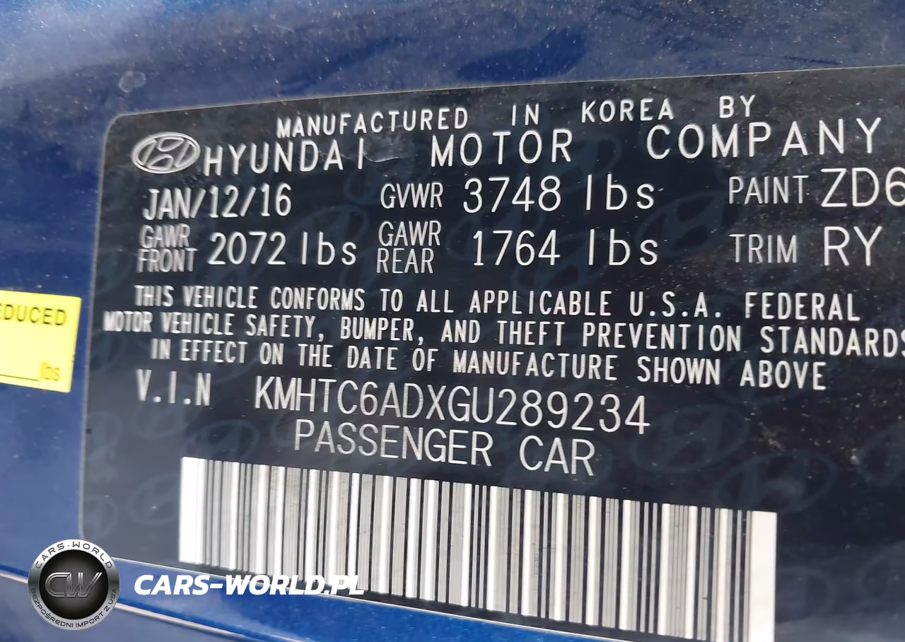 2016 Hyundai Veloster VIN:KMHTC6ADXGU289234 - 9