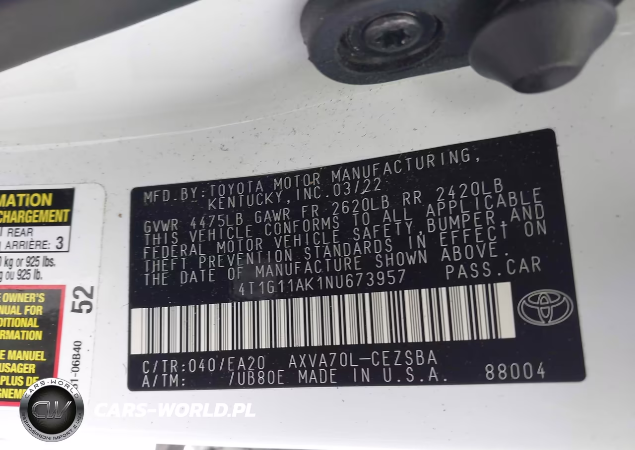 2022 Toyota Camry Se VIN:4T1G11AK1NU673957 - 9